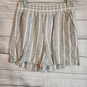 Briggs Ladies' Linen Blend Relaxed Fit Shorts Stripe Small Coastal